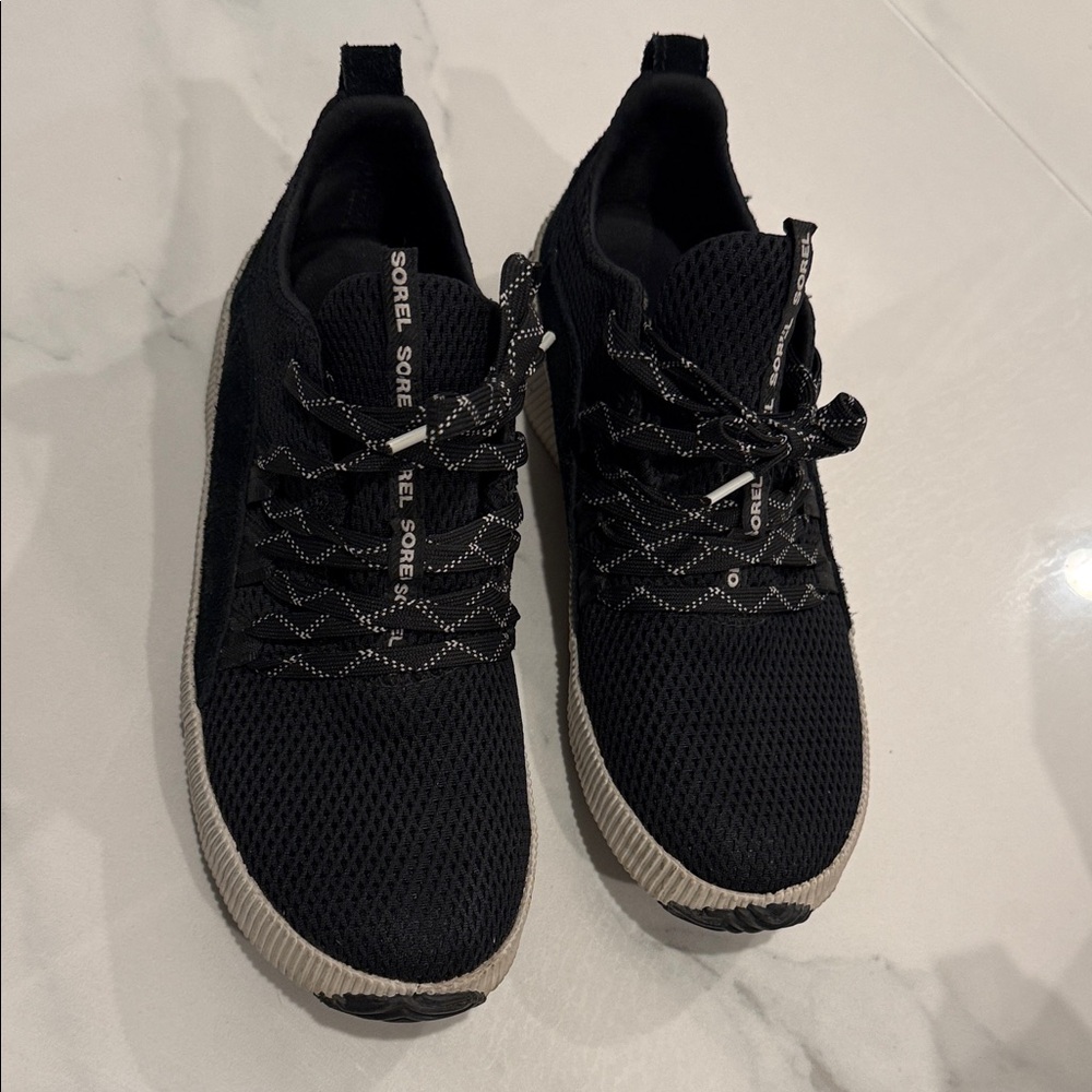 Sorel Black Mesh Sneakers with Gray Soles